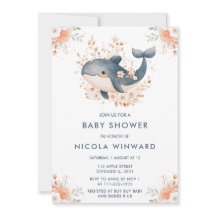 Cute Floral Whale Baby Shower