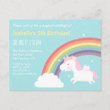 Cute Flying Unicorn Rainbow Girls Birday Party