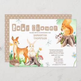Invitación Cute Forest Animals Boys Baby Shower