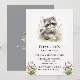 Invitación Cute Forest Baby Raccoon Baby Shower