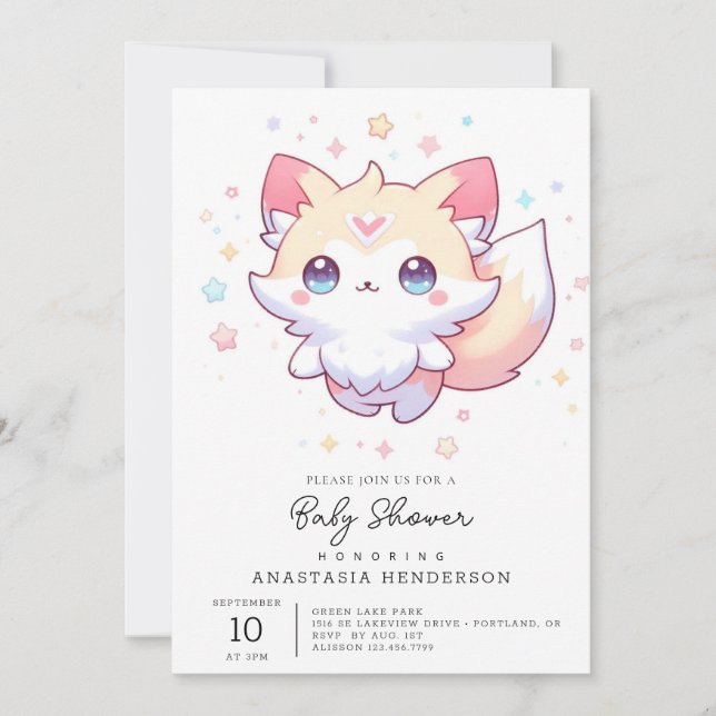 Invitación Cute Forest Fox Baby Shower (Anverso)