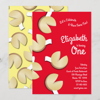 Invitación Cute Fortune Cookies Niños Primer Fiesta de cumple
