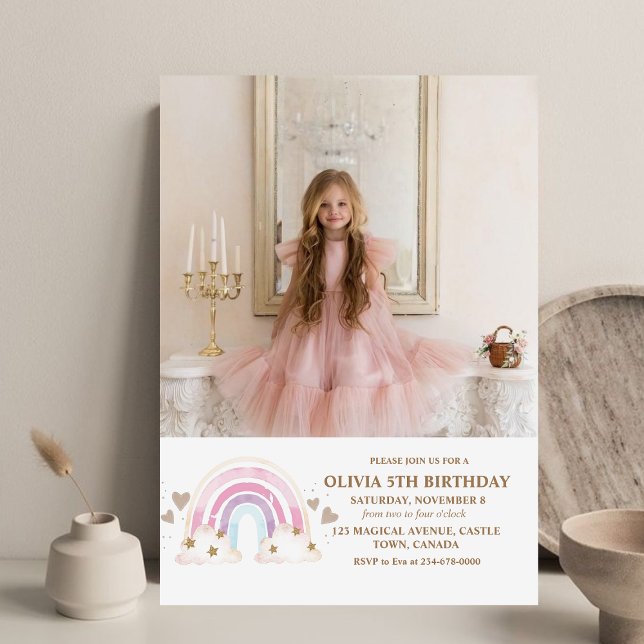 Invitación Cute foto arcoiris Girly foto de niños de quinto c (Subido por el creador)