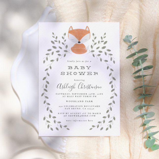 Invitación Cute Fox Cub Rustic Woodland Baby Shower (Subido por el creador)