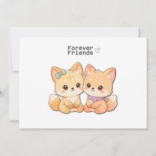 Invitación Cute Fox Forever Friends – Best Friend Card
