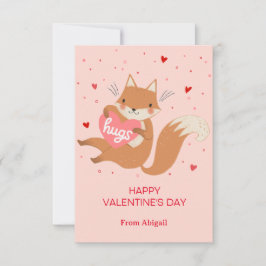 Invitación Cute Fox Kids Classroom Valentine Note Card