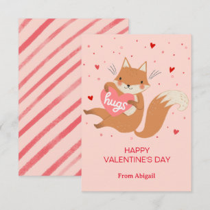 Invitación Cute Fox Kids Classroom Valentine Note Card