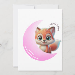 Invitación Cute Fox Pink Moon Card