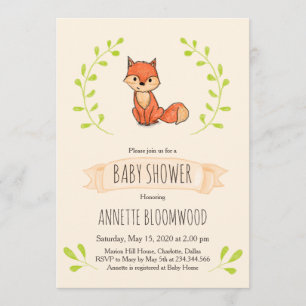 Invitación Cute Fox Woodland Baby Shower