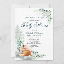 Invitación Cute Fox Woodland Spring Baby Shower