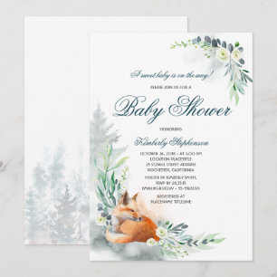 Invitación Cute Fox Woodland Spring Baby Shower