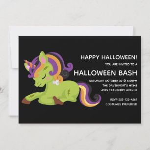 Invitación Cute Frankenstein Unicorn Halloween Party
