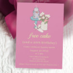 Invitación Cute Free Cake Funny 40 cumpleaños<br><div class="desc">Con una hermosa flor ilustrada a mano,  el tarro de Mason y el diseño de tortas de cumpleaños estas alegres invitaciones son una manera divertida de invitar a los invitados a sus celebraciones de 40 años.</div>