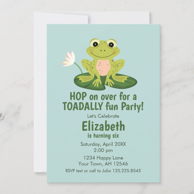 Invitación Cute Frog Birthday Invitation (Anverso)