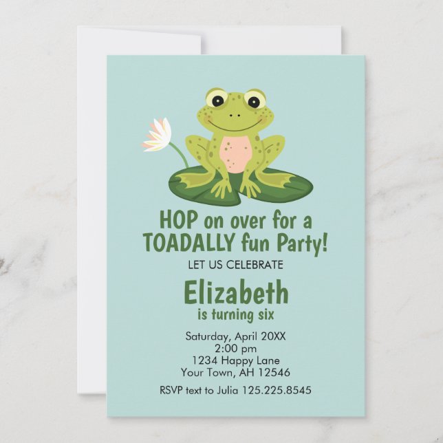 Invitación Cute Frog Birthday Invitation (Anverso)