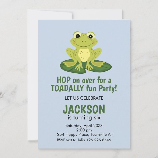 Invitación Cute Frog Birthday Invitation (Anverso)