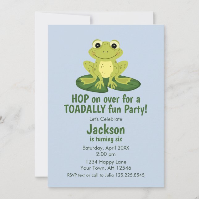 Invitación Cute Frog Birthday Invitation (Anverso)