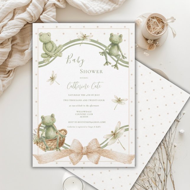 Invitación Cute Frogs Whimsical Vintage Baby Shower (Subido por el creador)