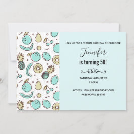 Invitación Cute Fruit Pattern Summery Tema de cumpleaños virt