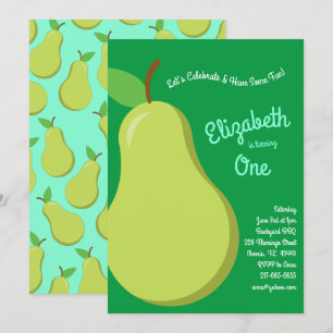Invitación Cute Fruit Persigue A Los Niños Primer Fiesta De C