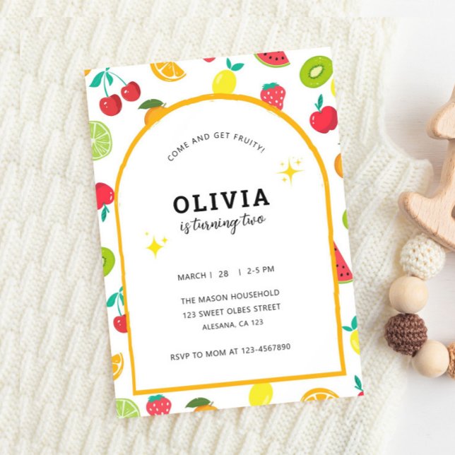 Invitación Cute Frutas Tropicales Tema de verano de cumpleaño (Subido por el creador)