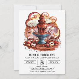 Invitación Cute Fuente Chocolate Cumpleaños