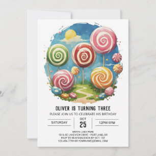 Invitación Cute Fun Lollipop Cumpleaños