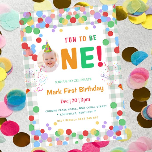 Invitación Cute Fun to Be One Photo  First Birthday (Subido por el creador)