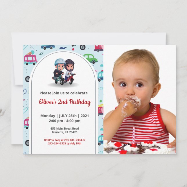 Invitación Cute Funny | Aniversario de la foto de los niños (Anverso)