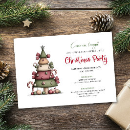 Invitación Cute Funny Christmas Tree Cartoon Party Invitation