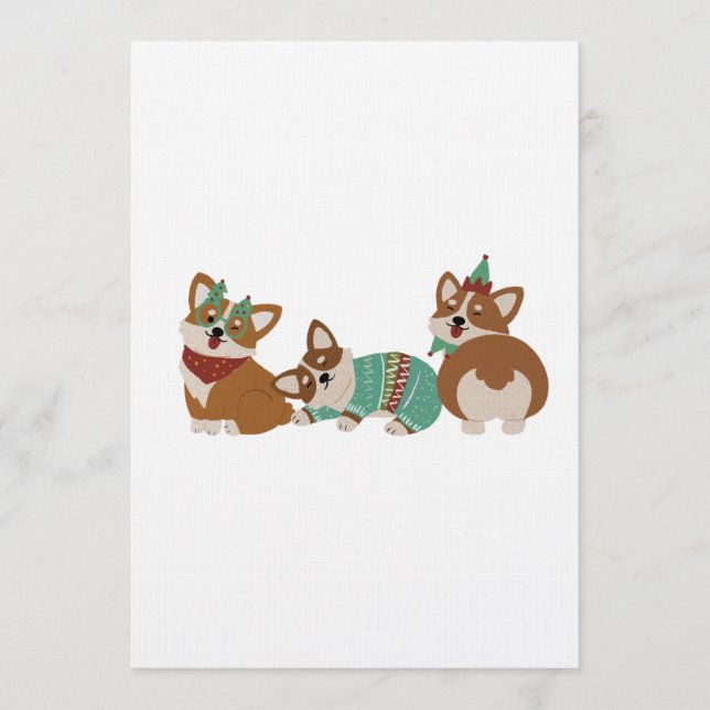 Invitación Cute Funny Corgi Dogs Christmas 2025 (Anverso)