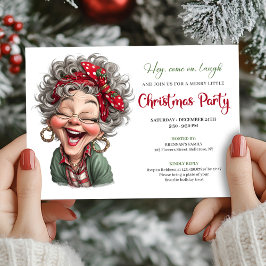 Invitación Cute Funny Grandma Cartoon Christmas Humor Comic