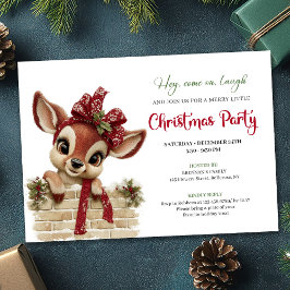 Invitación Cute Funny Reindeer Cartoon Watercolor Holiday