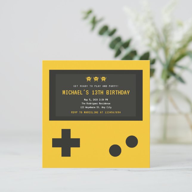 Invitación Cute Gaming Console Style Kids Cumpleaños (Anverso de pie)