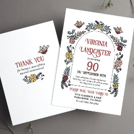 Invitación Cute Garden 90th Shower por correo Cumpleaños