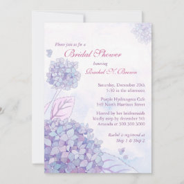 Invitación Cute Garden Purple Hydrangea Floral Brigada Ducha