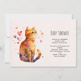Invitación Cute gato de tabla con corazón Baby Shower