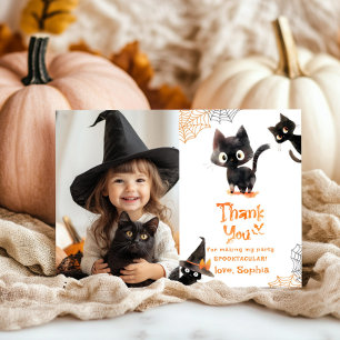 Invitación Cute gato negro Festín de Halloween, gracias