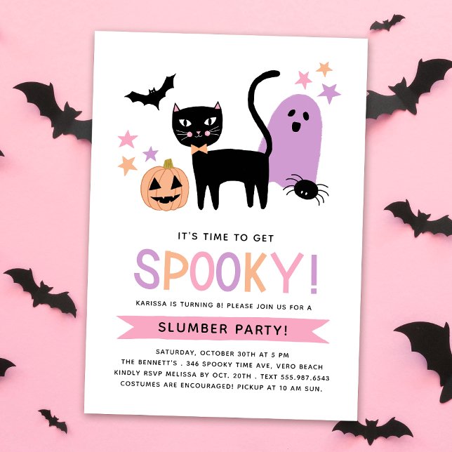 Invitación Cute gato negro Halloween cumpleaños Fiesta de sue (Subido por el creador)