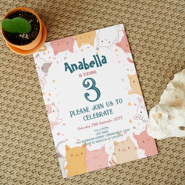 Invitación Cute Gatos I Niños Fiesta de Cumpleaños (Subido por el creador)