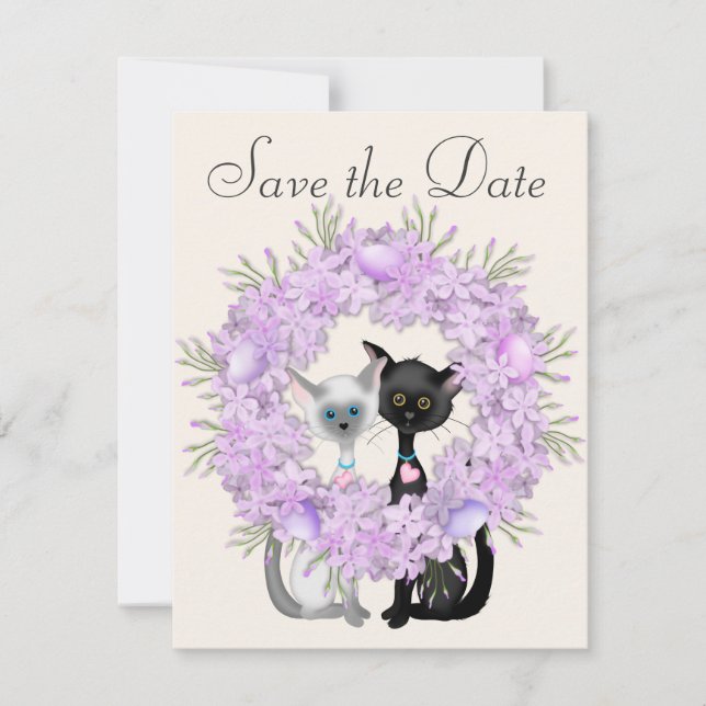 Invitación Cute Gatos Pascua Guardar la Notificación de Boda  (Anverso)