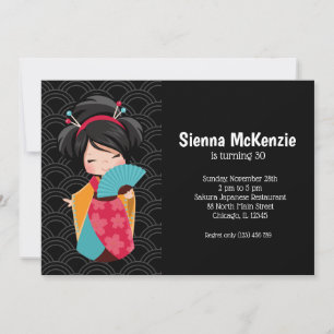 Invitación Cute Geisha * elige tu color de fondo