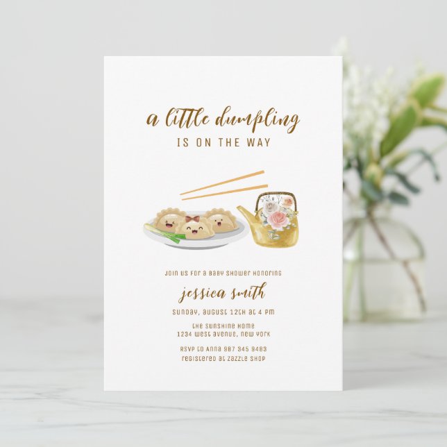 Invitación Cute Gender Neutral Asian Dumpling Baby Shower  (Anverso de pie)