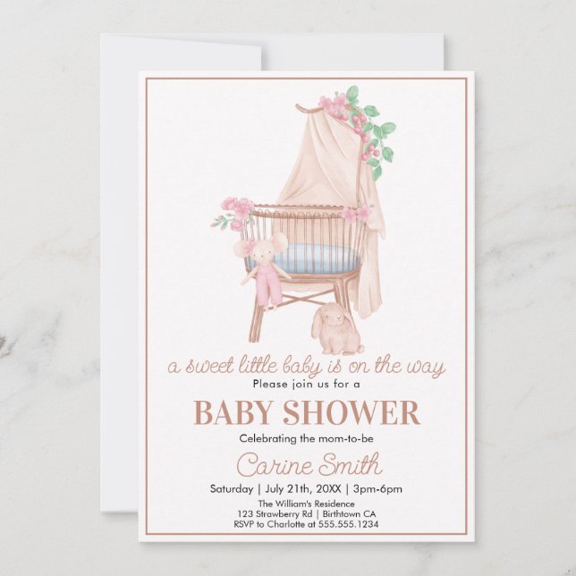 Invitación Cute Gender Neutral Boho Greenery Baby Shower (Anverso)