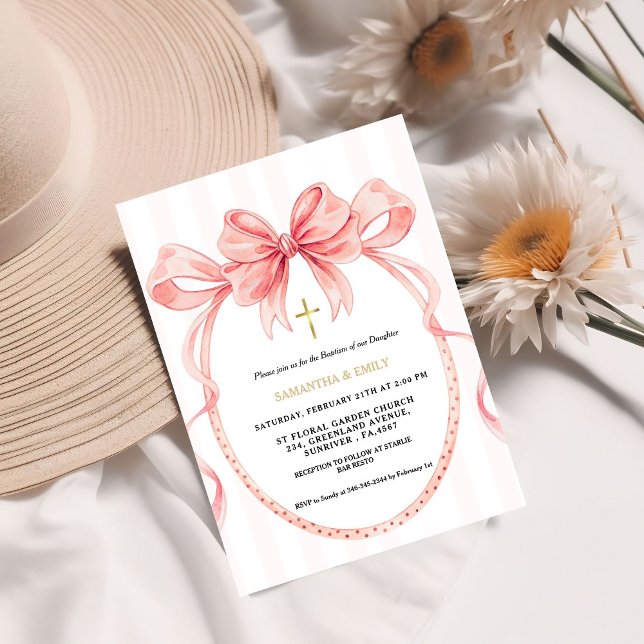 Invitación Cute Gender Neutral Coquette Baptism (Subido por el creador)