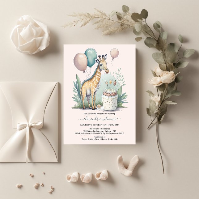 Invitación Cute Gender Neutral Giraffe Baby Shower (Subido por el creador)