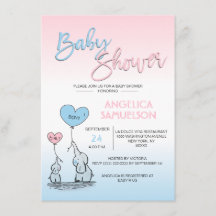 Cute Gender Revelan Neutral Elephant Baby Shower