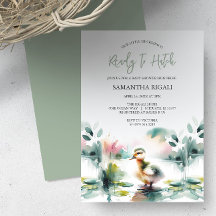 Cute género Neutral acuarela Duck Baby Shower