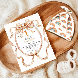 Invitación Cute Género Neutral Coquette Primer Fiesta de cump