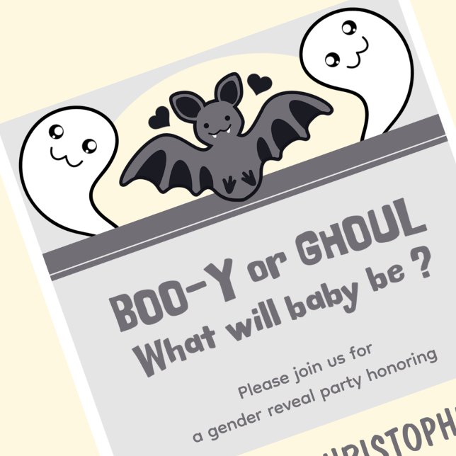 Invitación Cute Ghost Bat Halloween revelación de género (Cute-Ghost-Bat-Hallowee-gender-reveal-Invitation-1)